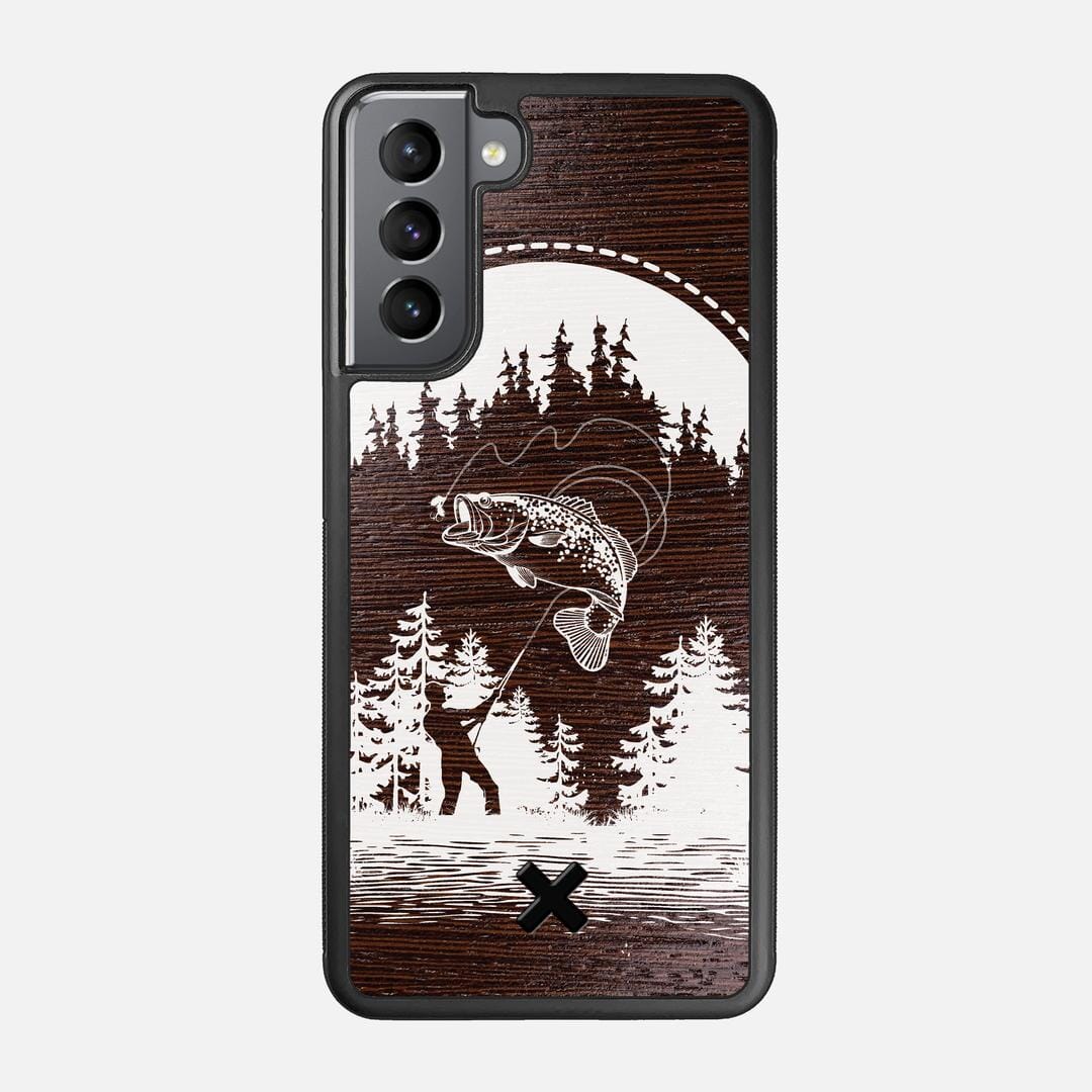 Angler Case for the Samsung Galaxy S21 featuring a UV Print and Wenge Wood backer with the Keyway X Mark#Phone Model_Galaxy S21