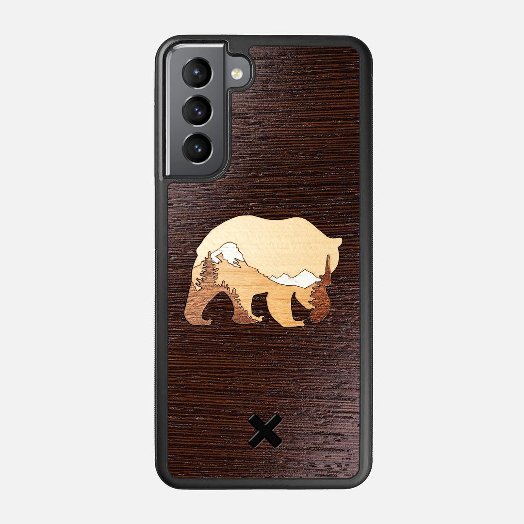 Bear Mountain Case for the Samsung Galaxy S21 featuring a Wenge, Maple, Cherry, and Sapele Wood backer with the Keyway X Mark#Phone Model_Galaxy S21