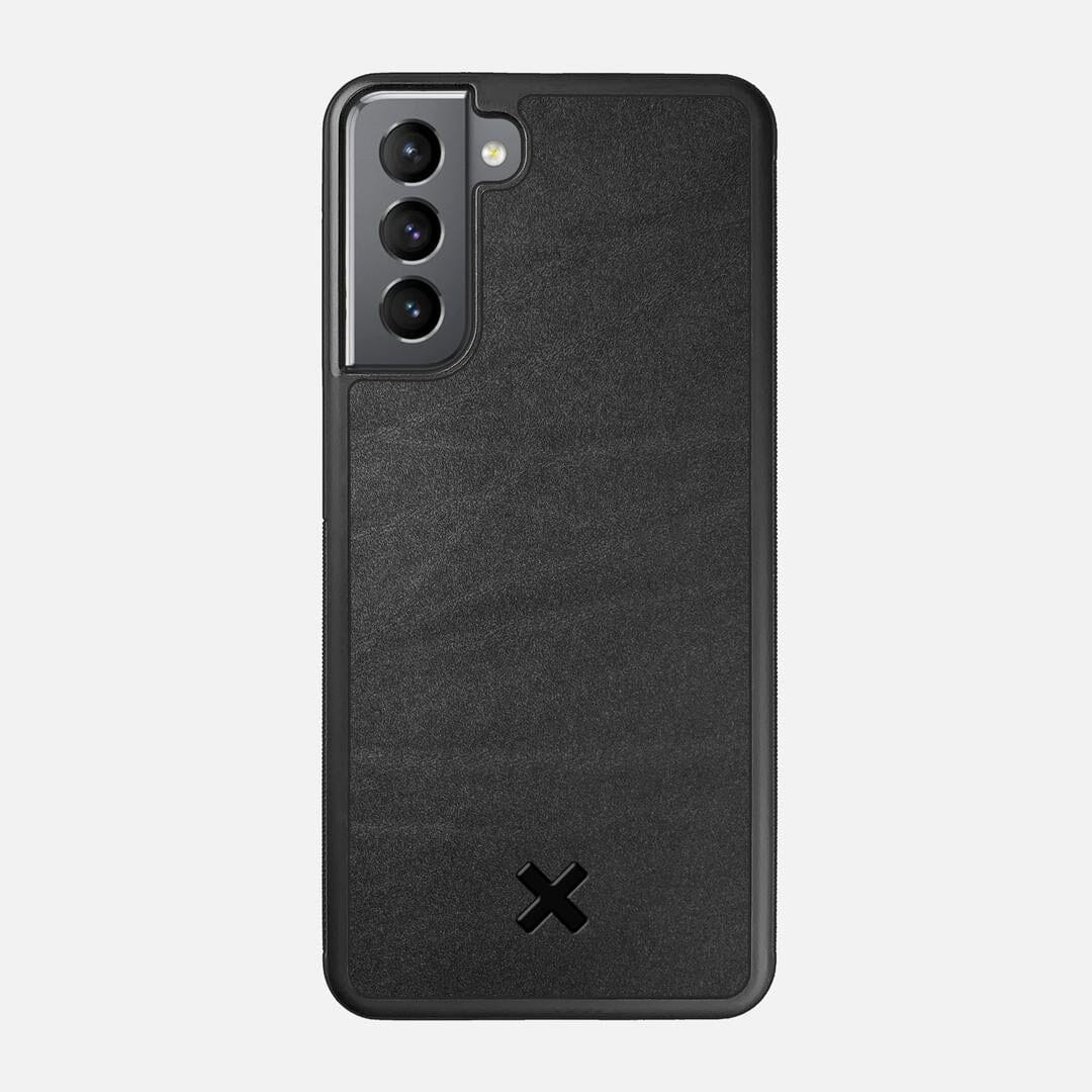 Charcoal Leather Case for the Samsung Galaxy S21 featuring a Genuine Leather backer with the Keyway X Mark#Phone Model_Galaxy S21