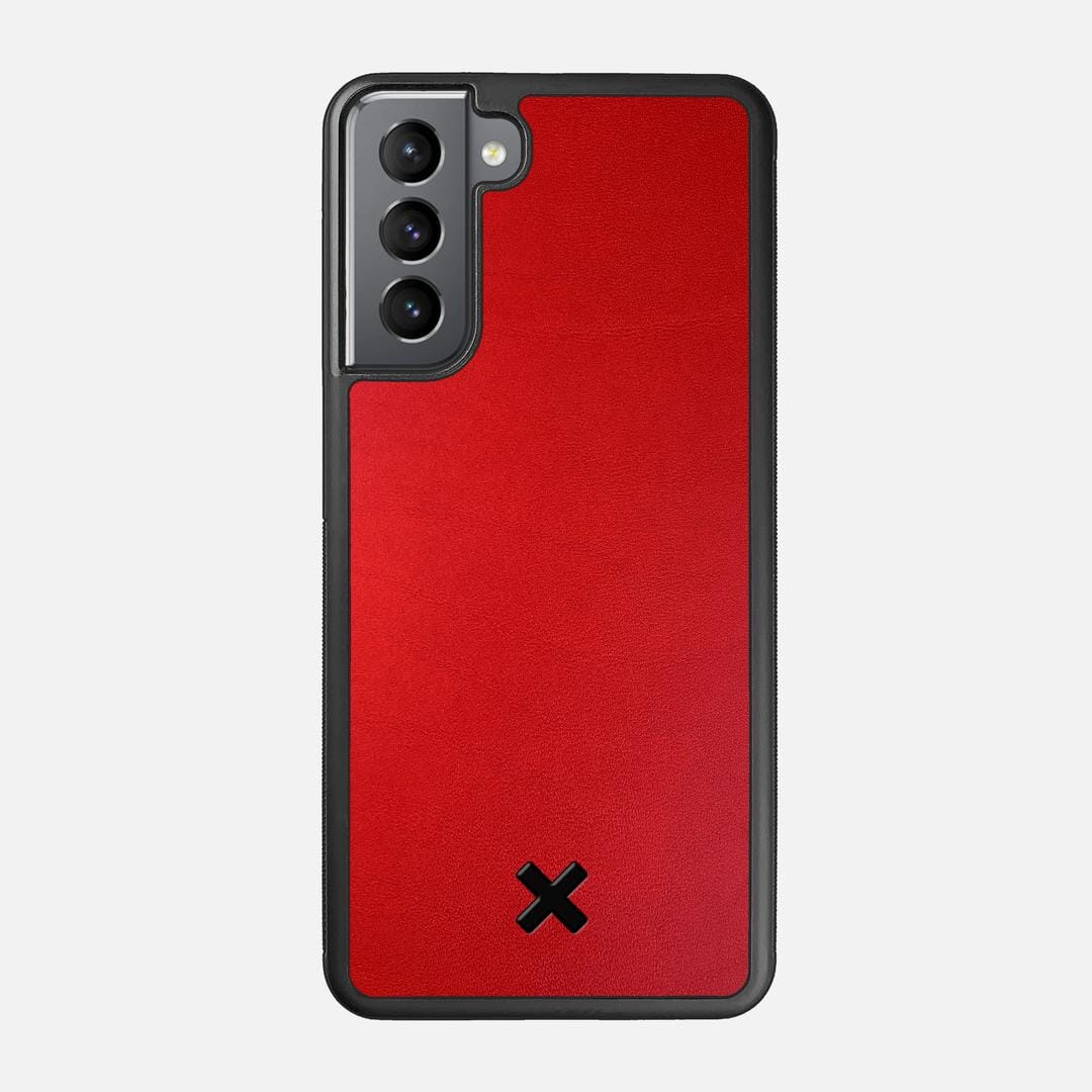 Crimson Leather Case for the Samsung Galaxy S21 featuring a Genuine Leather backer with the Keyway X Mark#Phone Model_Galaxy S21
