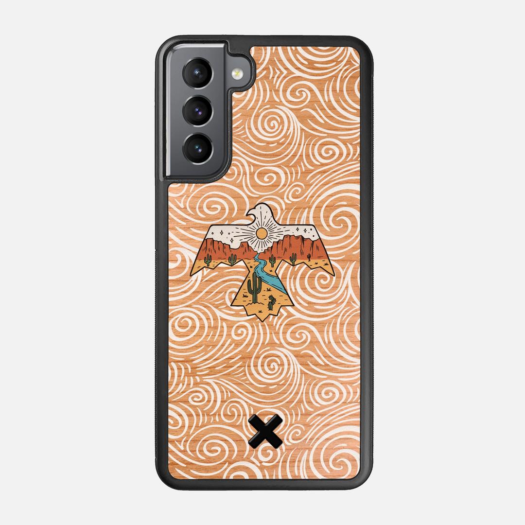Eagle Case for the Samsung Galaxy S21 featuring a UV Printed Cherry Wood backer with the Keyway X Mark#Phone Model_Galaxy S21