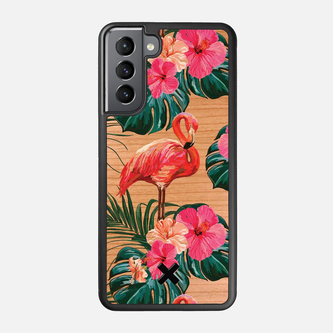 Flamingo Case for the Samsung Galaxy S21 featuring a UV Printed Cherry Wood backer with the Keyway X Mark#Phone Model_Galaxy S21