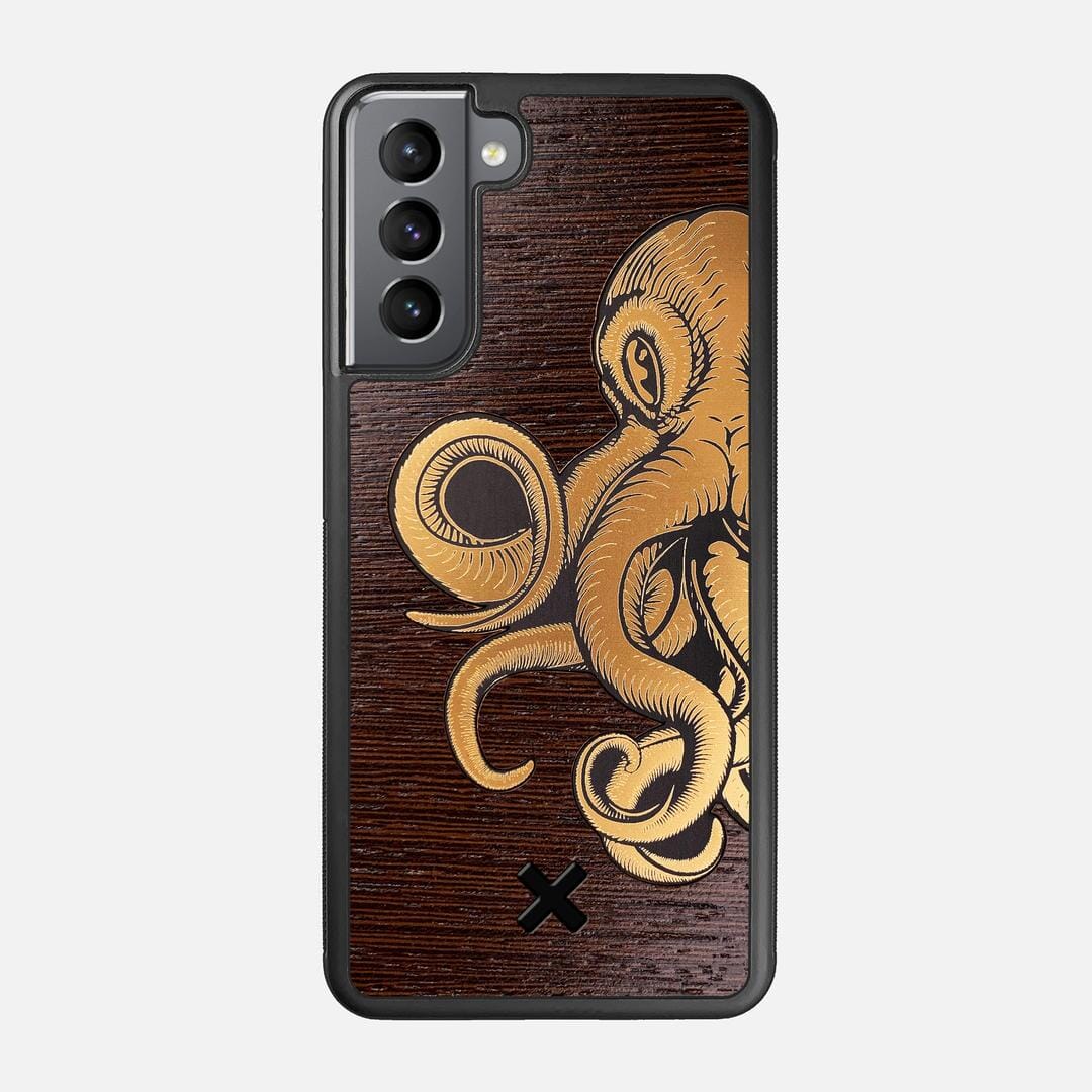 Kraken 2 Case for the Samsung Galaxy S21 featuring an Engraved Gold and Wenge Wood backer with the Keyway X Mark#Phone Model_Galaxy S21