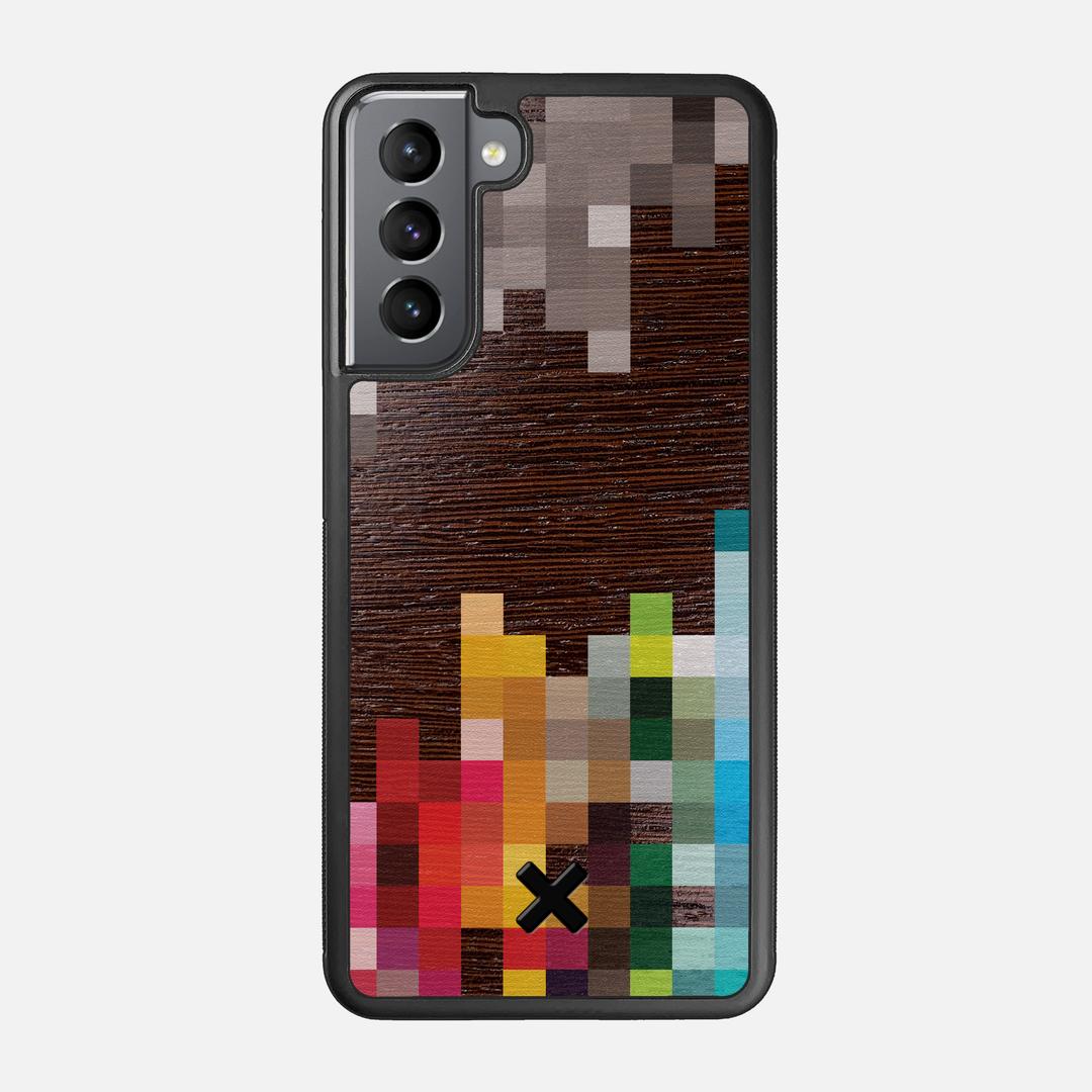 Pixelation Case for the Samsung Galaxy S21 featuring a UV Printed Wenge Wood backer with the Keyway X Mark#Phone Model_Galaxy S21