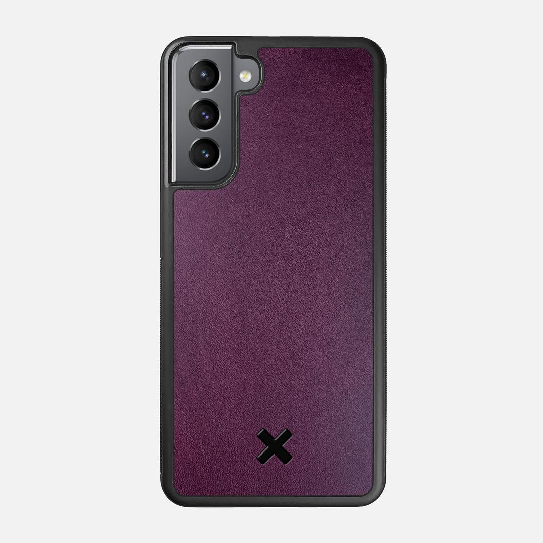 Plum Leather Case for the Samsung Galaxy S21 featuring a Genuine Leather backer with the Keyway X Mark#Phone Model_Galaxy S21