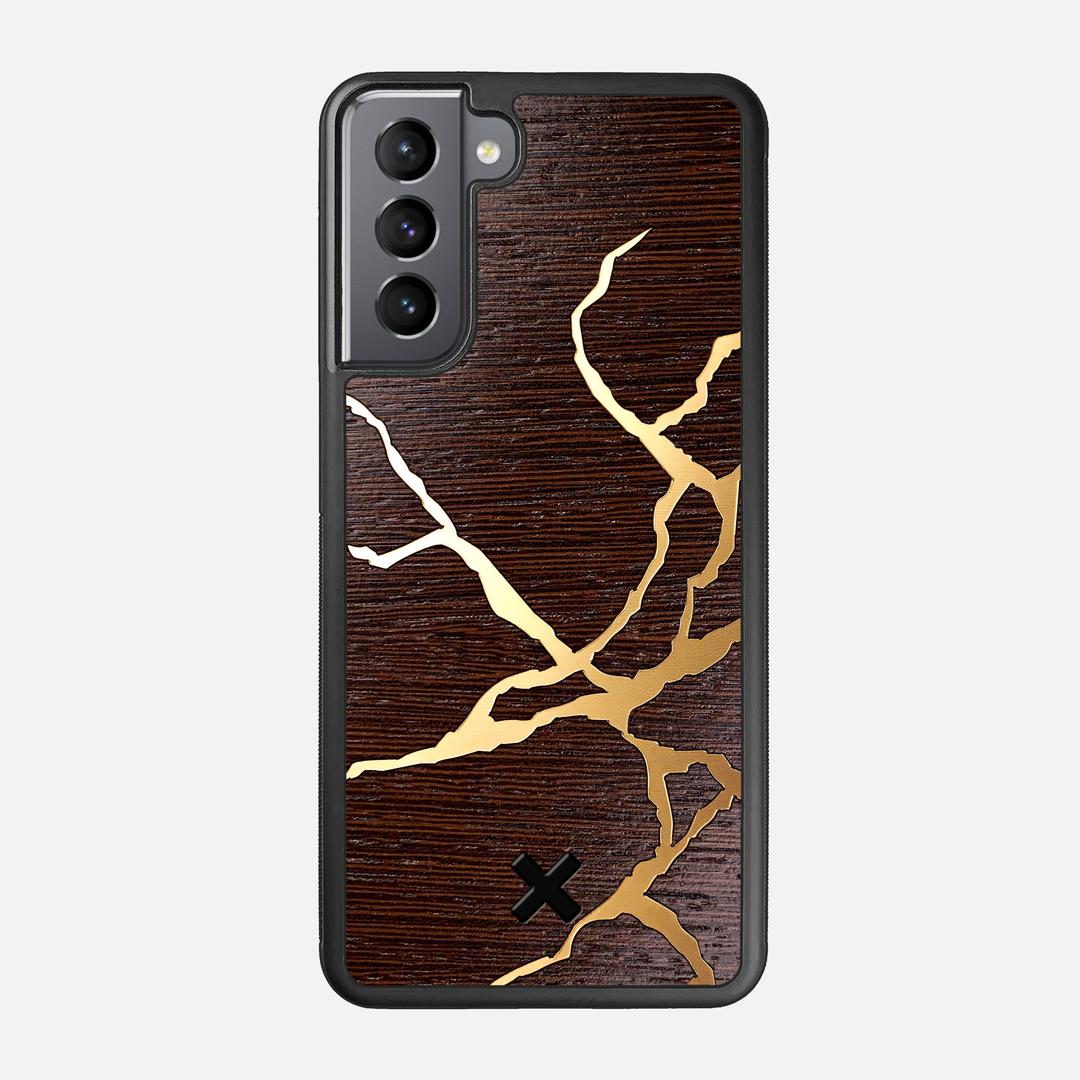 Restore Case for the Samsung Galaxy S21 featuring a Gold and Wenge Wood backer with the Keyway X Mark#Phone Model_Galaxy S21