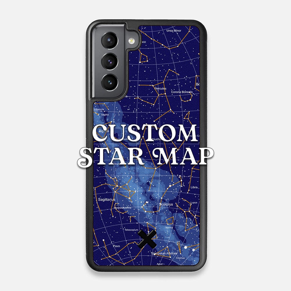 Front view of the Custom Star Map Printed Canvas Galaxy S21 Case by Keyway Designs