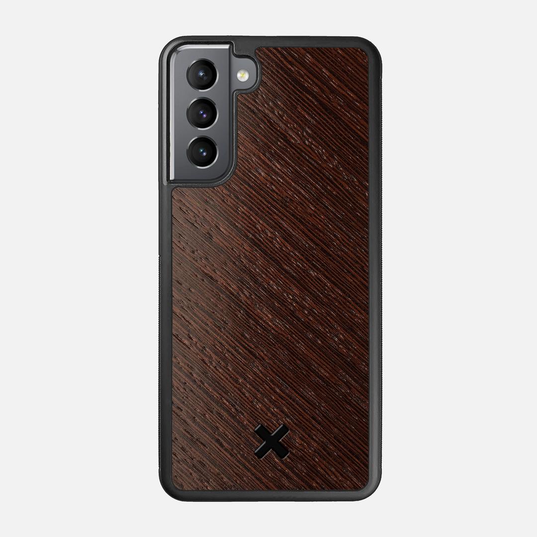 Wenge Pure Case for the Samsung Galaxy S21 featuring a Wenge Wood backer with the Keyway X Mark#Phone Model_Galaxy S21