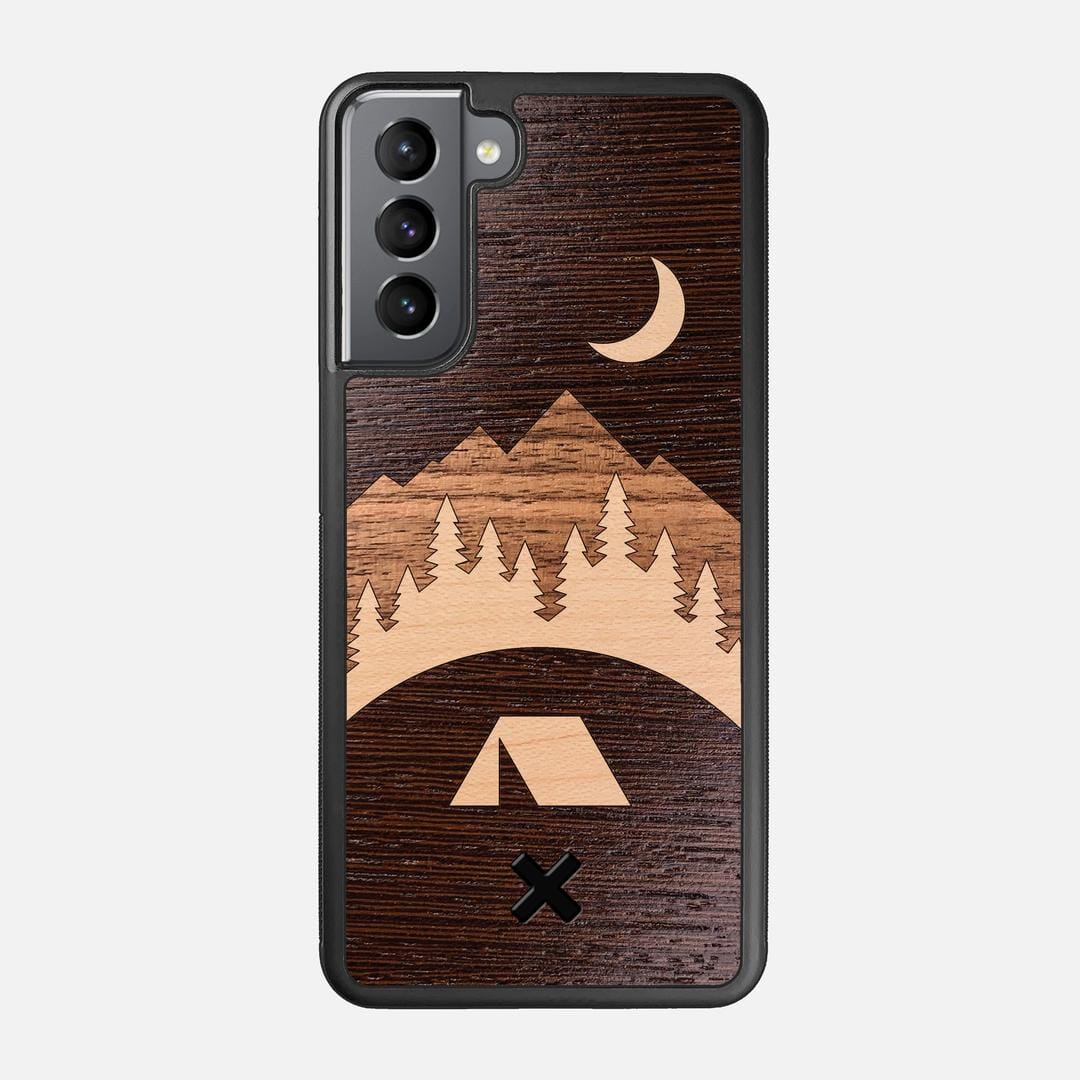 Woodland Case for the Samsung Galaxy S21 featuring a Wenge, Maple, and Walnut Wood backer with the Keyway X Mark#Phone Model_Galaxy S21
