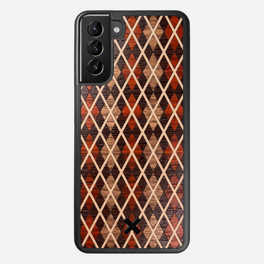 Argyle Case for the Samsung Galaxy S21 Plus featuring a Walnut, Padauk, Wenge, and Maple Wood backer with the Keyway X Mark#Phone Model_Galaxy S21 Plus