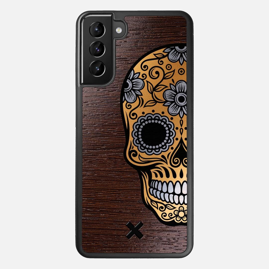 Calavera Case for the Samsung Galaxy S21 Plus featuring an Engraved Gold and Wenge Wood backer with the Keyway X Mark#Phone Model_Galaxy S21 Plus