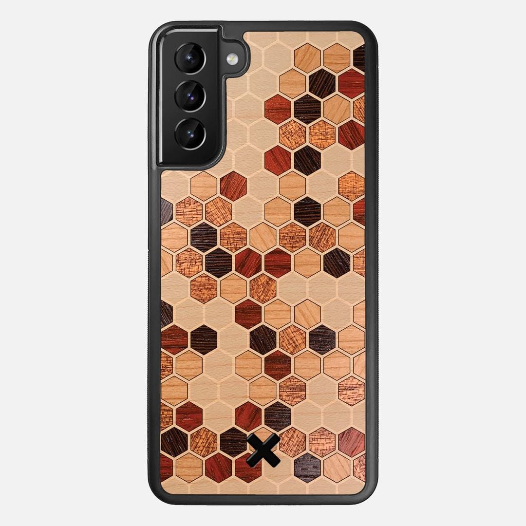Cellular Case for the Samsung Galaxy S21 Plus featuring a Maple, Cherry, Sapele, Padauk, and Wenge Wood backer with the Keyway X Mark#Phone Model_Galaxy S21 Plus