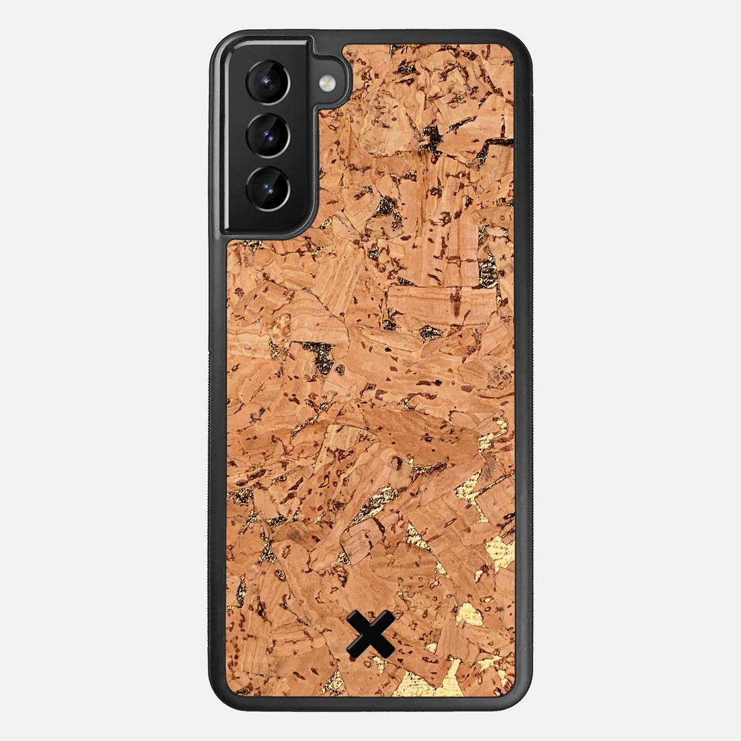 Gold Cork Case for the Samsung Galaxy S21 Plus featuring a Genuine Cork backer with the Keyway X Mark#Phone Model_Galaxy S21 Plus