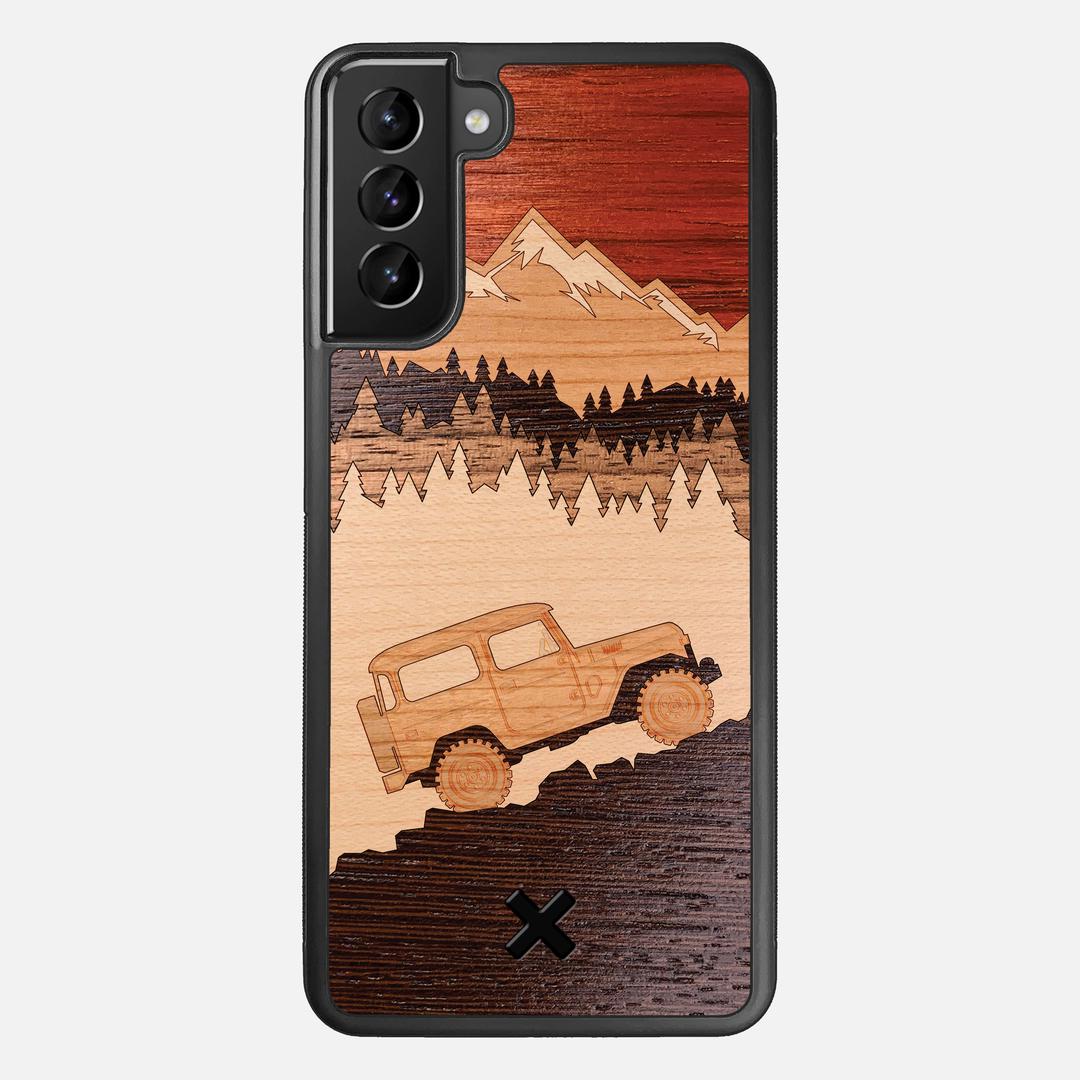 Off-Road Case for the Samsung Galaxy S21 Plus featuring a Padauk, Cherry, Maple, and Walnut Wood backer with the Keyway X Mark#Phone Model_Galaxy S21 Plus