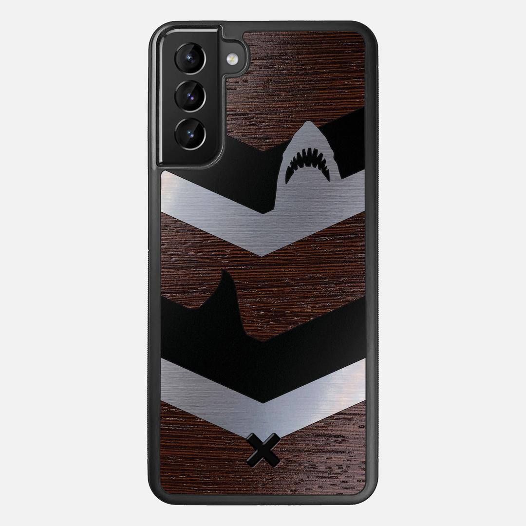 Shark Chevron Case for the Samsung Galaxy S21 Plus featuring an Engraved Silver and Wenge Wood backer with the Keyway X Mark#Phone Model_Galaxy S21 Plus