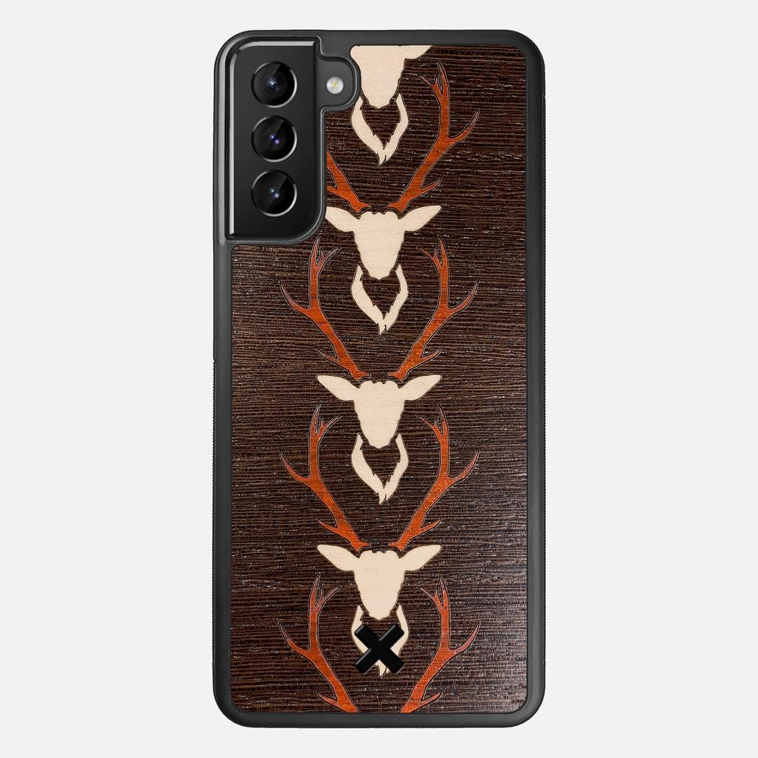Stag Case for the Samsung Galaxy S21 Plus featuring a Maple & Padauk Deer Inlay on a Wenge Wood backer with the Keyway X Mark#Phone Model_Galaxy S21 Plus