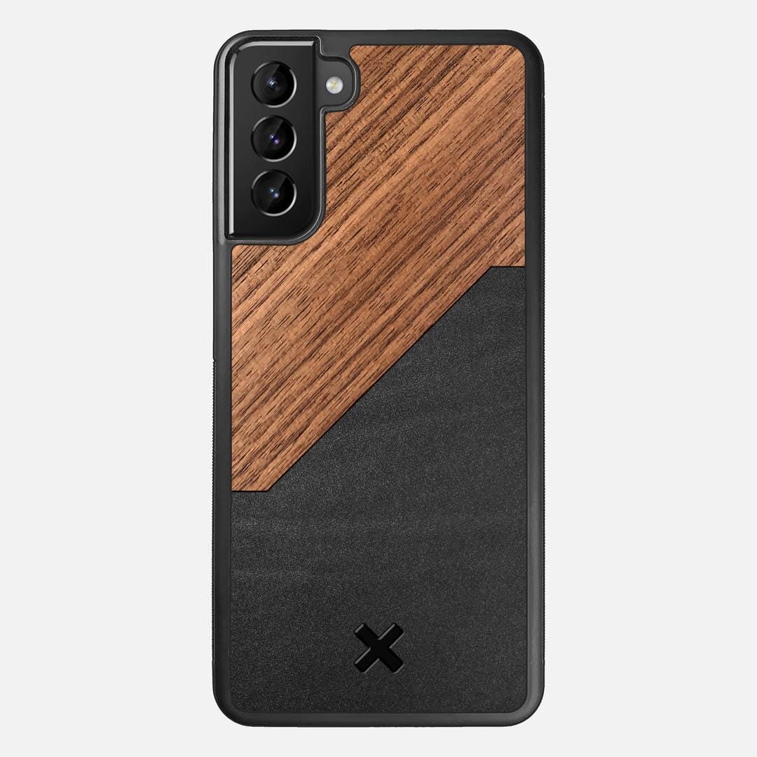 Walnut Rift Case for the Samsung Galaxy S21 Plus featuring a Genuine Leather and Walnut Wood backer with the Keyway X Mark#Phone Model_Galaxy S21 Plus