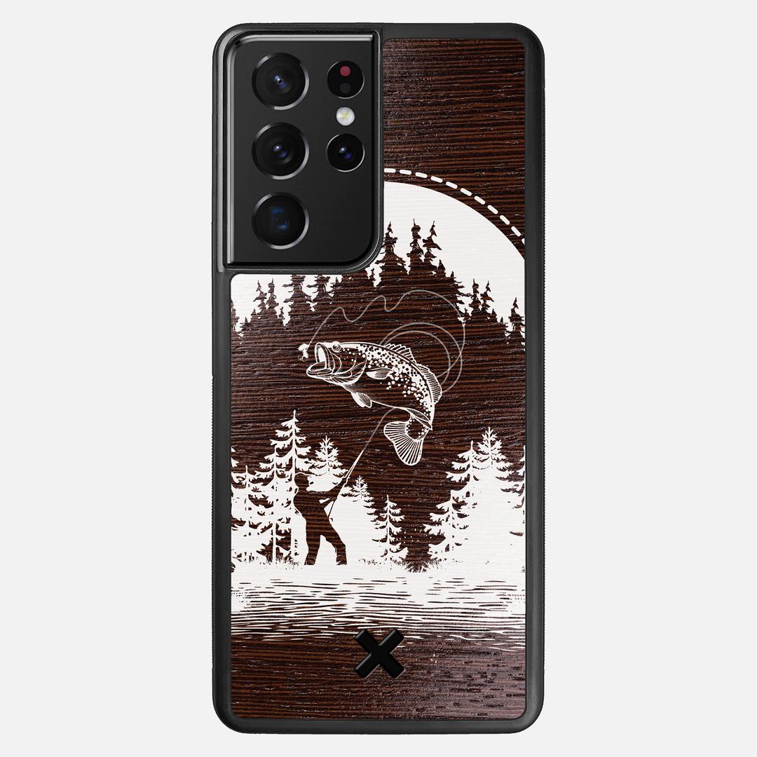 Angler Case for the Samsung Galaxy S21 Ultra featuring a UV Print and Wenge Wood backer with the Keyway X Mark#Phone Model_Galaxy S21 Ultra
