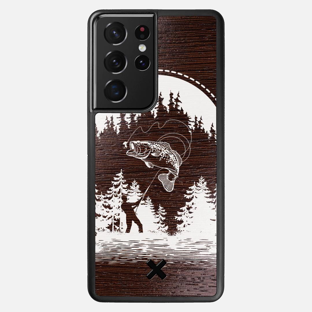 Angler Case for the Samsung Galaxy S21 Ultra featuring a UV Print and Wenge Wood backer with the Keyway X Mark#Phone Model_Galaxy S21 Ultra