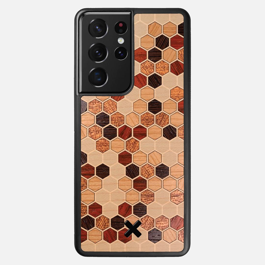 Cellular Case for the Samsung Galaxy S21 Ultra featuring a Maple, Cherry, Sapele, Padauk, and Wenge Wood backer with the Keyway X Mark#Phone Model_Galaxy S21 Ultra