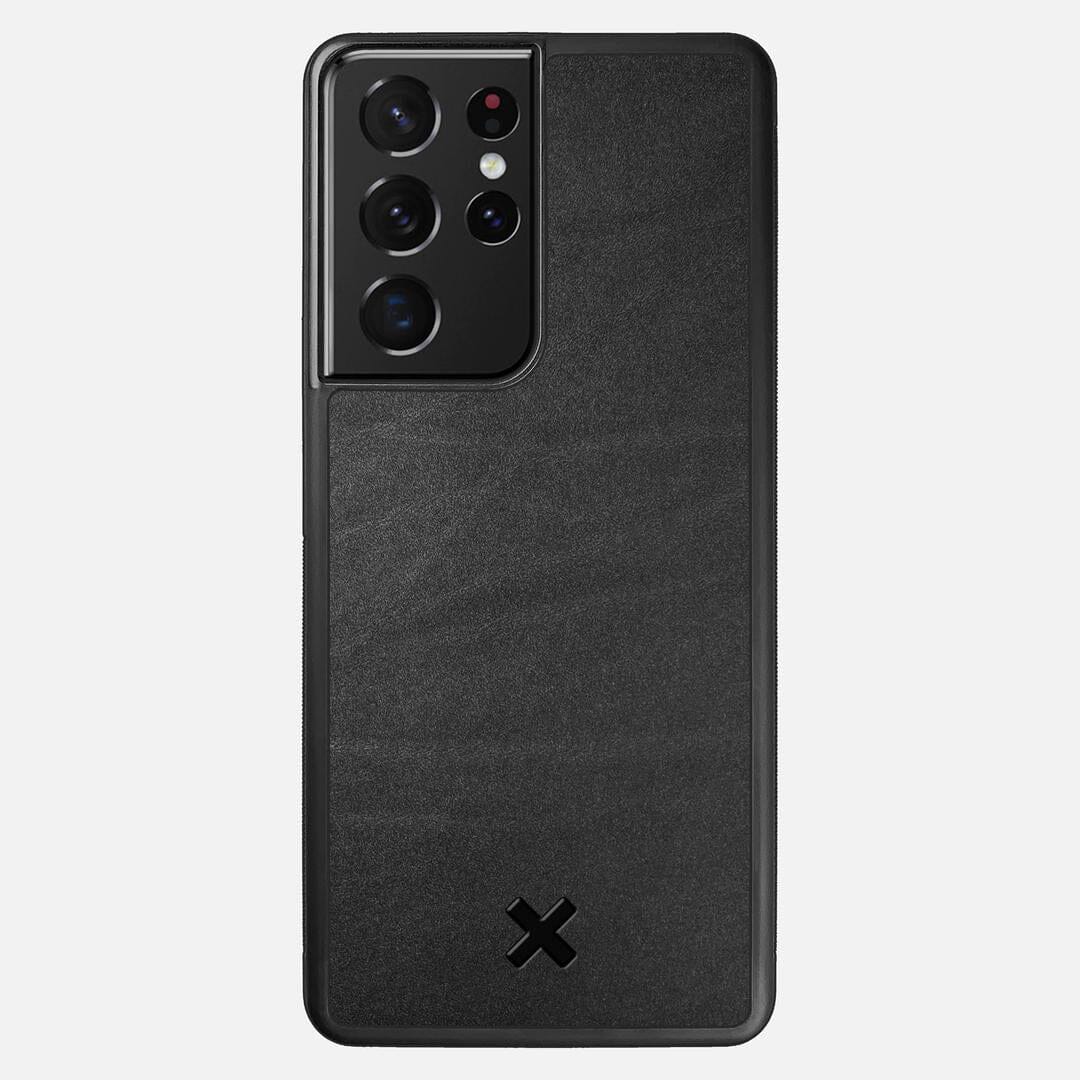 Charcoal Leather Case for the Samsung Galaxy S21 Ultra featuring a Genuine Leather backer with the Keyway X Mark#Phone Model_Galaxy S21 Ultra