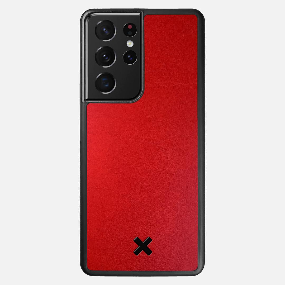Crimson Leather Case for the Samsung Galaxy S21 Ultra featuring a Genuine Leather backer with the Keyway X Mark#Phone Model_Galaxy S21 Ultra