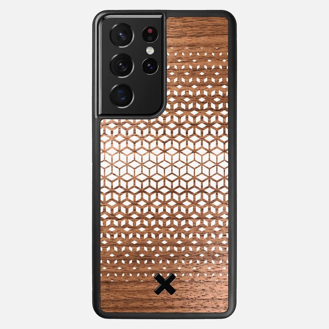 Geo Case for the Samsung Galaxy S21 Ultra featuring a UV Printed Walnut Wood backer with the Keyway X Mark#Phone Model_Galaxy S21 Ultra