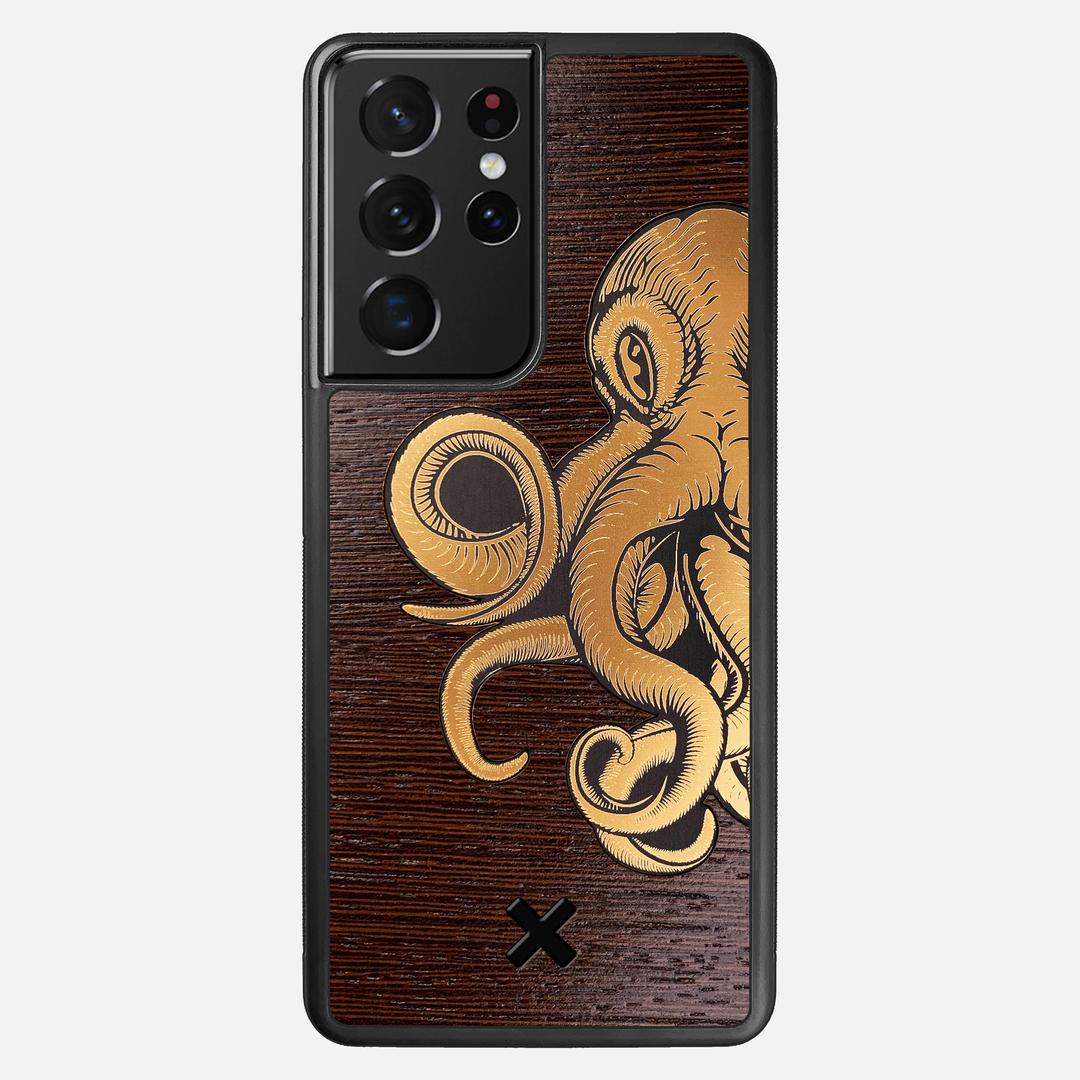 Kraken 2 Case for the Samsung Galaxy S21 Ultra featuring an Engraved Gold and Wenge Wood backer with the Keyway X Mark#Phone Model_Galaxy S21 Ultra