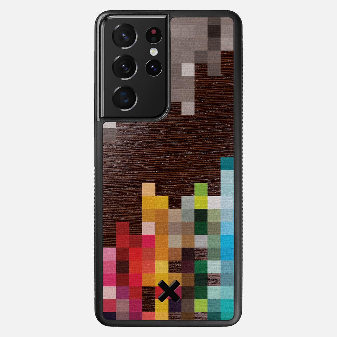 Pixelation Case for the Samsung Galaxy S21 Ultra featuring a UV Printed Wenge Wood backer with the Keyway X Mark#Phone Model_Galaxy S21 Ultra