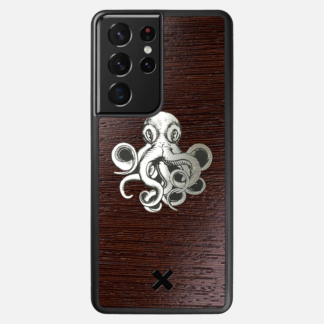 Prize Kraken Case for the Samsung Galaxy S21 Ultra featuring an Engraved Silver and Wenge Wood backer with the Keyway X Mark#Phone Model_Galaxy S21 Ultra