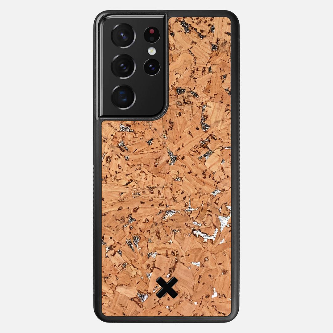 Silver Cork Case for the Samsung Galaxy S21 Ultra featuring a Genuine Cork backer with the Keyway X Mark#Phone Model_Galaxy S21 Ultra