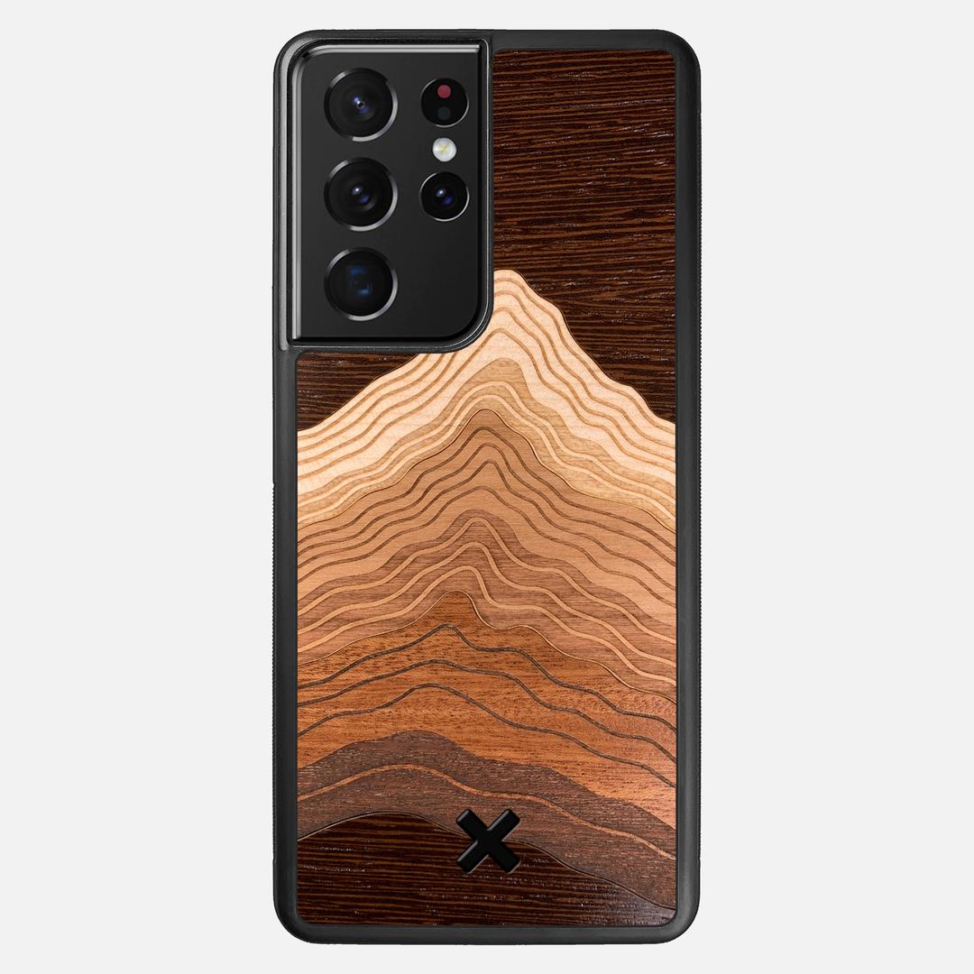 Summit Case for the Samsung Galaxy S21 Ultra featuring a mountain of Wenge, Maple, Cherry, and Sapele Wood backer with the Keyway X Mark#Phone Model_Galaxy S21 Ultra