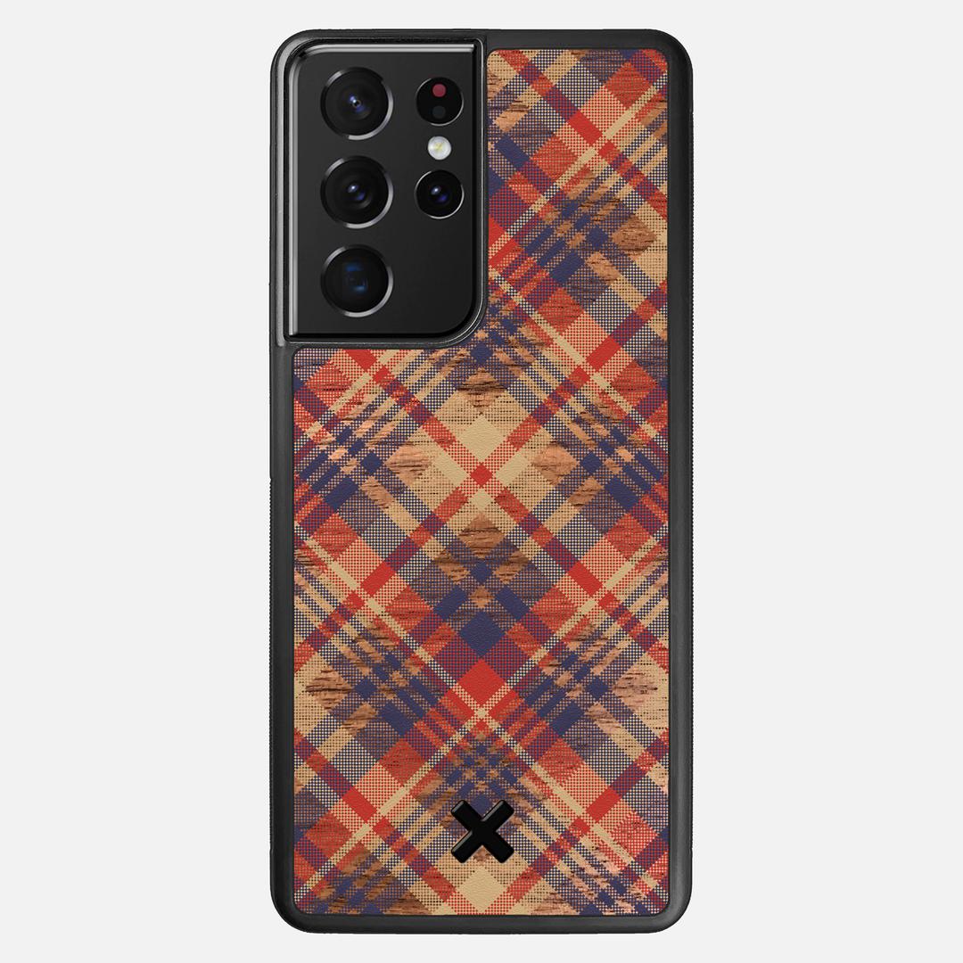 Tartan Case for the Samsung Galaxy S21 Ultra featuring a UV Printed Walnut Wood backer with the Keyway X Mark#Phone Model_Galaxy S21 Ultra