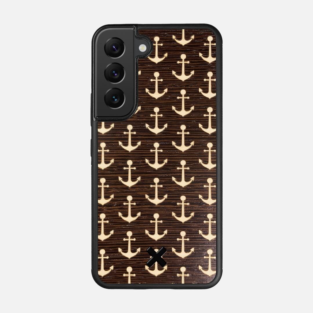 Anchor Case for the Samsung Galaxy S22 featuring a Maple and Wenge Wood backer with the Keyway X Mark#Phone Model_Galaxy S22
