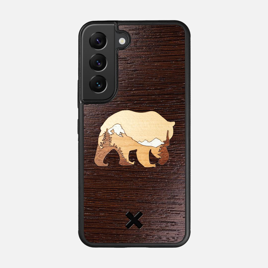 Bear Mountain Case for the Samsung Galaxy S22 featuring a Wenge, Maple, Cherry, and Sapele Wood backer with the Keyway X Mark#Phone Model_Galaxy S22