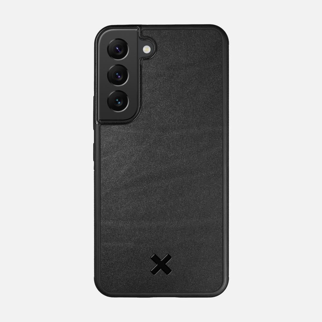 Charcoal Leather Case for the Samsung Galaxy S22 featuring a Genuine Leather backer with the Keyway X Mark#Phone Model_Galaxy S22