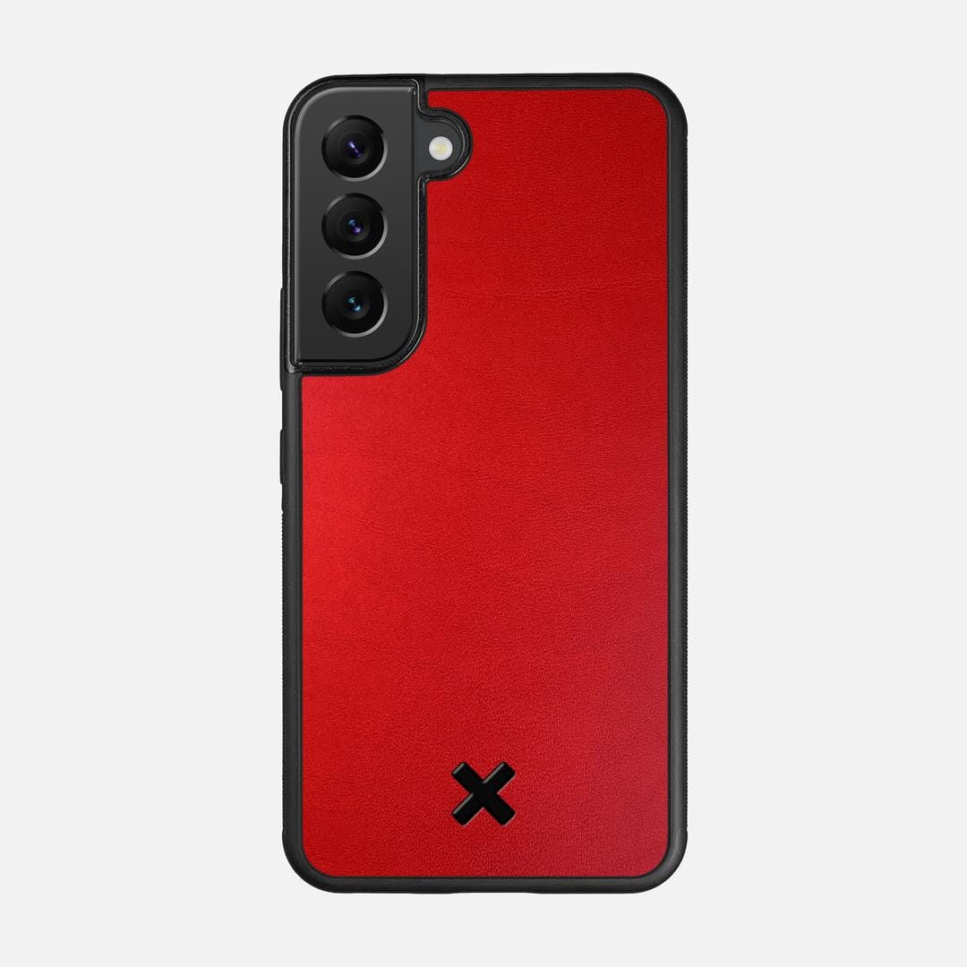 Crimson Leather Case for the Samsung Galaxy S22 featuring a Genuine Leather backer with the Keyway X Mark#Phone Model_Galaxy S22