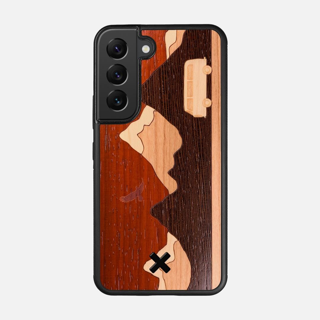 Cross Country Case for the Samsung Galaxy S22 featuring a Padauk, Maple, Cherry, and Wenge Wood backer with the Keyway X Mark#Phone Model_Galaxy S22