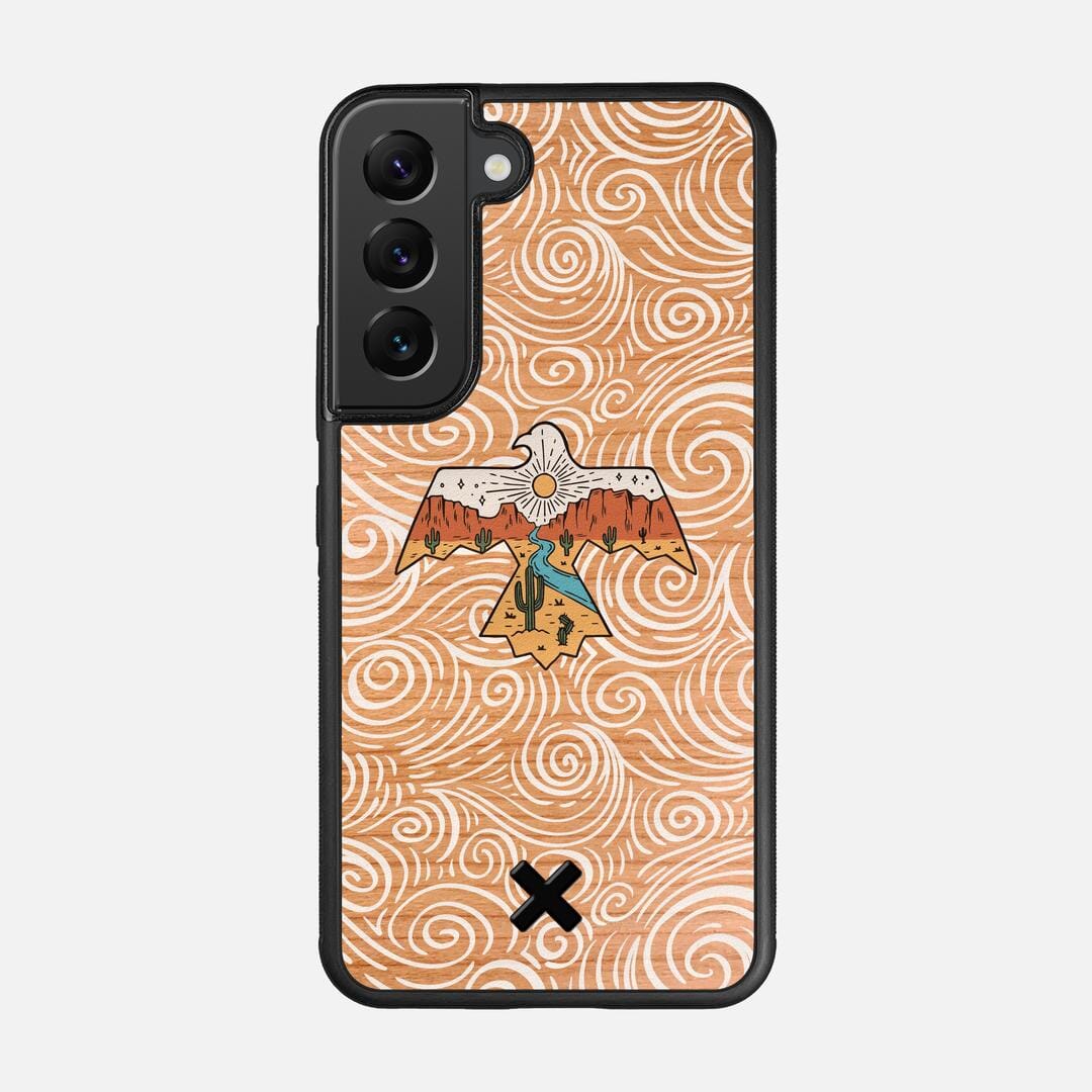 Eagle Case for the Samsung Galaxy S22 featuring a UV Printed Cherry Wood backer with the Keyway X Mark#Phone Model_Galaxy S22