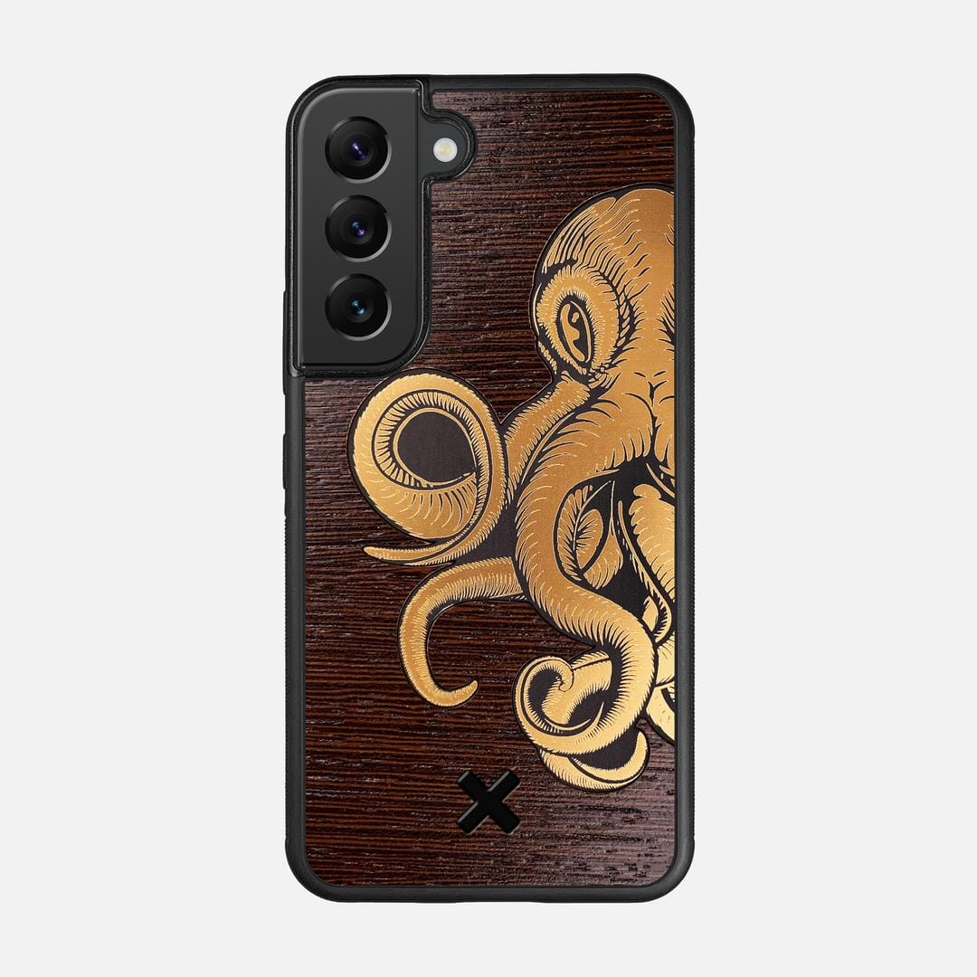 Kraken 2 Case for the Samsung Galaxy S22 featuring an Engraved Gold and Wenge Wood backer with the Keyway X Mark#Phone Model_Galaxy S22