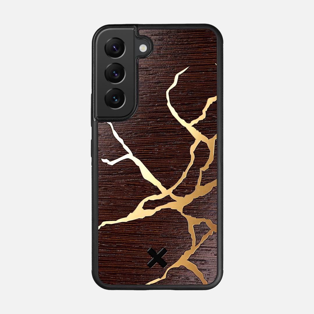 Restore Case for the Samsung Galaxy S22 featuring a Gold and Wenge Wood backer with the Keyway X Mark#Phone Model_Galaxy S22
