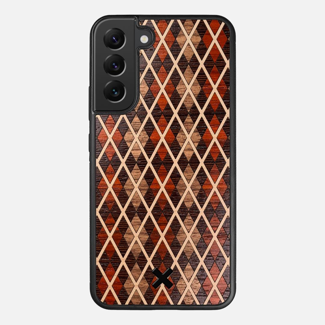 Argyle Case for the Samsung Galaxy S22 Plus featuring a Walnut, Padauk, Wenge, and Maple Wood backer with the Keyway X Mark#Phone Model_Galaxy S22 Plus