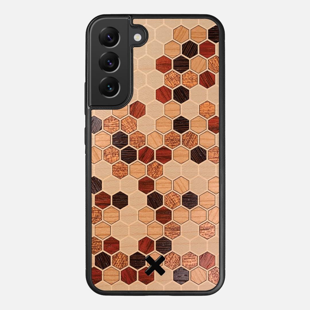 Cellular Case for the Samsung Galaxy S22 Plus featuring a Maple, Cherry, Sapele, Padauk, and Wenge Wood backer with the Keyway X Mark#Phone Model_Galaxy S22 Plus