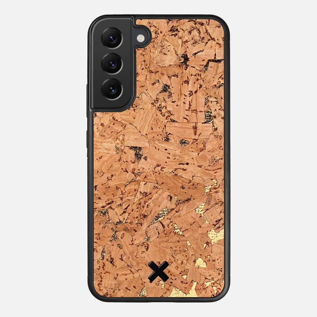 Gold Cork Case for the Samsung Galaxy S22 Plus featuring a Genuine Cork backer with the Keyway X Mark#Phone Model_Galaxy S22 Plus