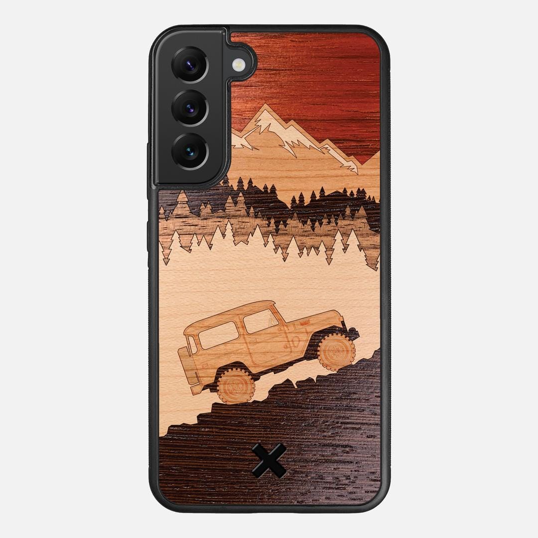 Off-Road Case for the Samsung Galaxy S22 Plus featuring a Padauk, Cherry, Maple, and Walnut Wood backer with the Keyway X Mark#Phone Model_Galaxy S22 Plus