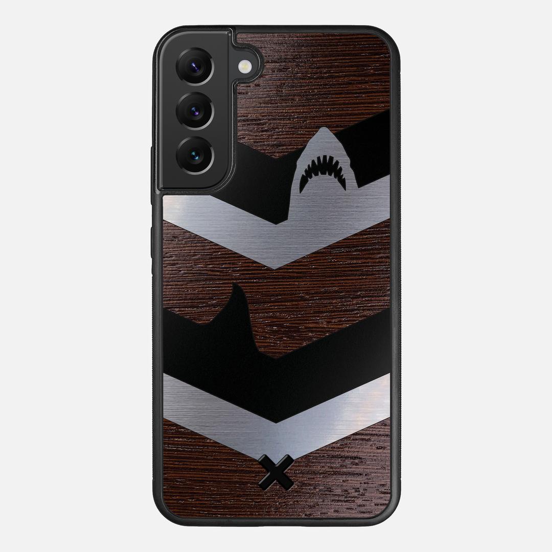 Shark Chevron Case for the Samsung Galaxy S22 Plus featuring an Engraved Silver and Wenge Wood backer with the Keyway X Mark#Phone Model_Galaxy S22 Plus