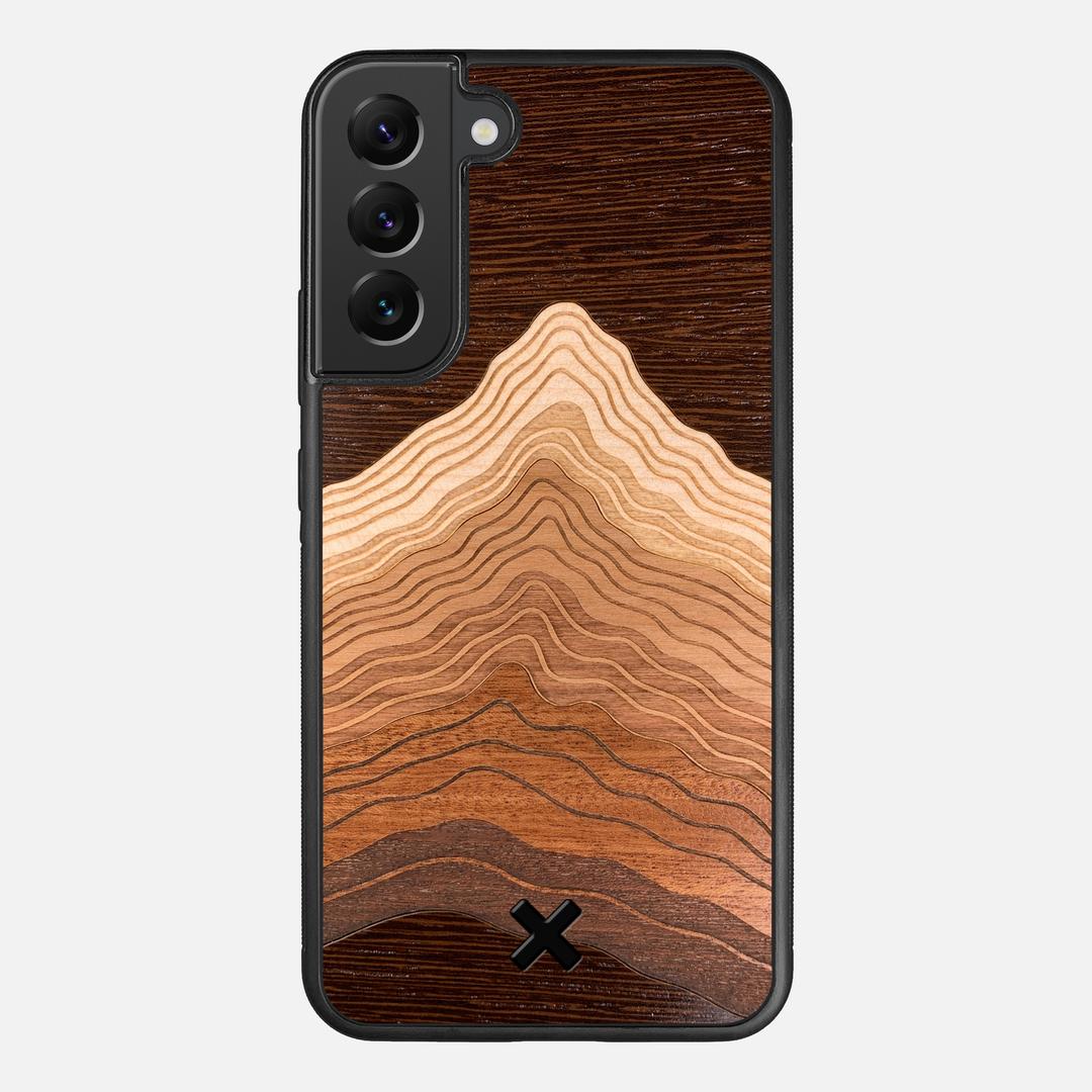 Summit Case for the Samsung Galaxy S22 Plus featuring a mountain of Wenge, Maple, Cherry, and Sapele Wood backer with the Keyway X Mark#Phone Model_Galaxy S22 Plus