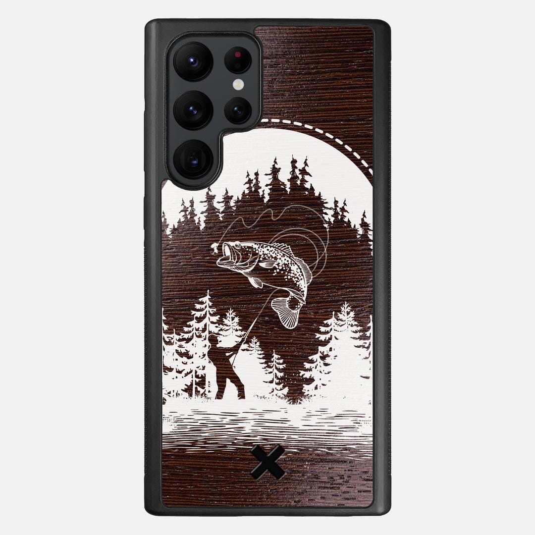 Angler Case for the Samsung Galaxy S22 Ultra featuring a UV Print and Wenge Wood backer with the Keyway X Mark#Phone Model_Galaxy S22 Ultra
