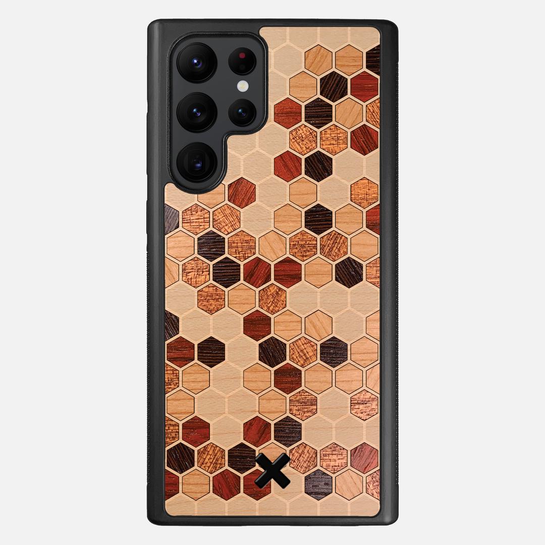Cellular Case for the Samsung Galaxy S22 Ultra featuring a Maple, Cherry, Sapele, Padauk, and Wenge Wood backer with the Keyway X Mark#Phone Model_Galaxy S22 Ultra