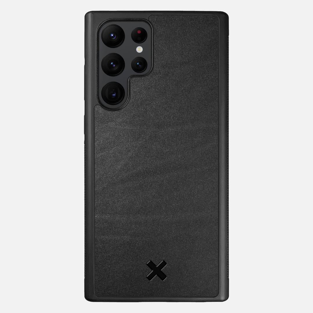 Charcoal Leather Case for the Samsung Galaxy S22 Ultra featuring a Genuine Leather backer with the Keyway X Mark#Phone Model_Galaxy S22 Ultra